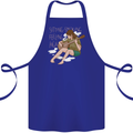 Sitting Smoking Weed Feeling High Drugs Cotton Apron 100% Organic Royal Blue