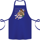 Sitting Smoking Weed Feeling High Drugs Cotton Apron 100% Organic Royal Blue