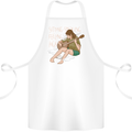 Sitting Smoking Weed Feeling High Drugs Cotton Apron 100% Organic White