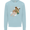 Sitting Smoking Weed Feeling High Drugs Kids Sweatshirt Jumper Light Blue