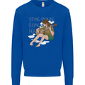 Sitting Smoking Weed Feeling High Drugs Kids Sweatshirt Jumper Royal Blue