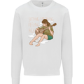 Sitting Smoking Weed Feeling High Drugs Kids Sweatshirt Jumper White