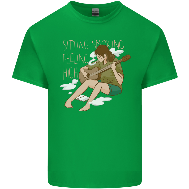 Sitting Smoking Weed Feeling High Drugs Kids T-Shirt Childrens Irish Green