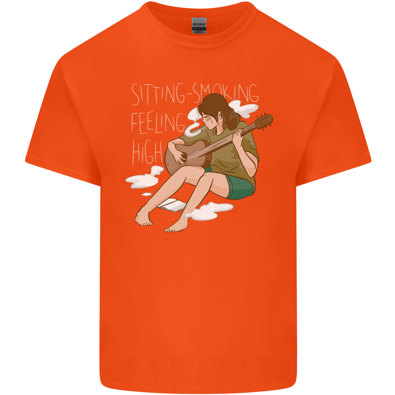 Sitting Smoking Weed Feeling High Drugs Kids T-Shirt Childrens Orange