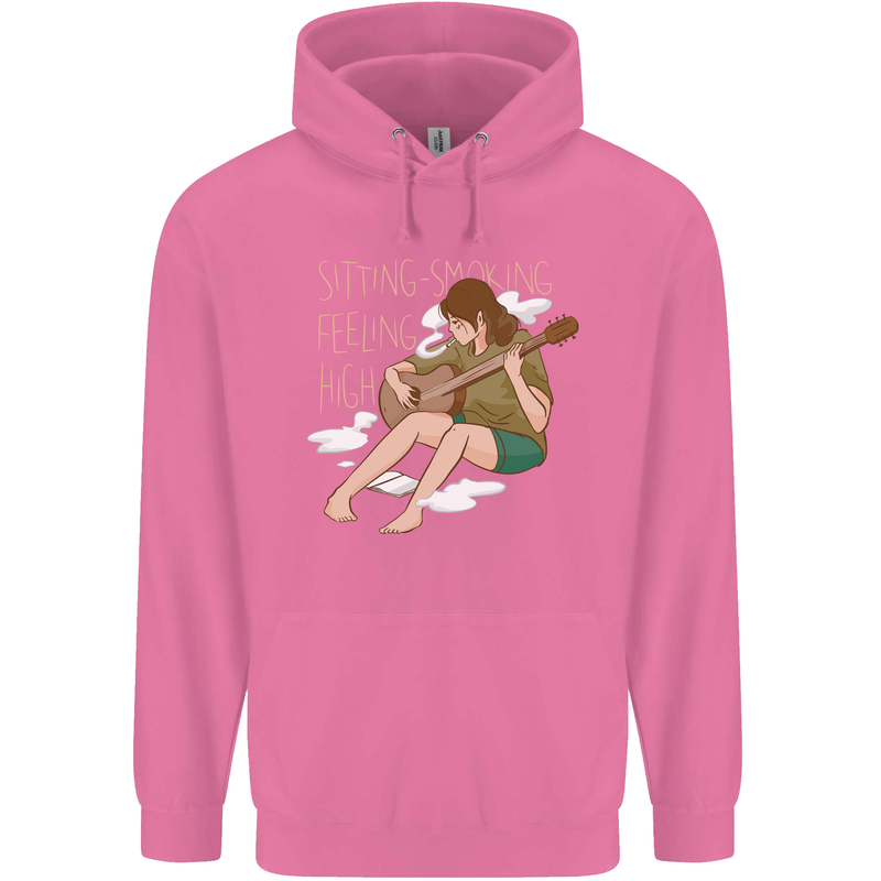 Sitting Smoking Weed Feeling High Drugs Mens 80% Cotton Hoodie Azelea
