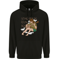 Sitting Smoking Weed Feeling High Drugs Mens 80% Cotton Hoodie Black