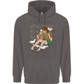 Sitting Smoking Weed Feeling High Drugs Mens 80% Cotton Hoodie Charcoal