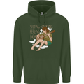 Sitting Smoking Weed Feeling High Drugs Mens 80% Cotton Hoodie Forest Green