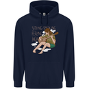 Sitting Smoking Weed Feeling High Drugs Mens 80% Cotton Hoodie Navy Blue