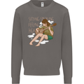 Sitting Smoking Weed Feeling High Drugs Mens Sweatshirt Jumper Charcoal