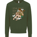 Sitting Smoking Weed Feeling High Drugs Mens Sweatshirt Jumper Forest Green