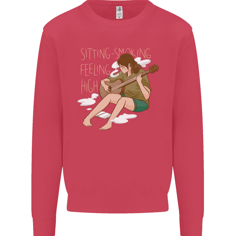 Sitting Smoking Weed Feeling High Drugs Mens Sweatshirt Jumper Heliconia