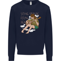 Sitting Smoking Weed Feeling High Drugs Mens Sweatshirt Jumper Navy Blue