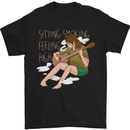 Sitting Smoking Weed Feeling High Drugs Mens T-Shirt 100% Cotton Black