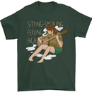 Sitting Smoking Weed Feeling High Drugs Mens T-Shirt 100% Cotton Forest Green