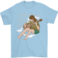 Sitting Smoking Weed Feeling High Drugs Mens T-Shirt 100% Cotton Light Blue