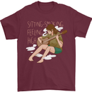 Sitting Smoking Weed Feeling High Drugs Mens T-Shirt 100% Cotton Maroon
