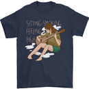 Sitting Smoking Weed Feeling High Drugs Mens T-Shirt 100% Cotton Navy Blue