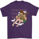 Sitting Smoking Weed Feeling High Drugs Mens T-Shirt 100% Cotton Purple