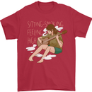 Sitting Smoking Weed Feeling High Drugs Mens T-Shirt 100% Cotton Red