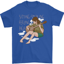 Sitting Smoking Weed Feeling High Drugs Mens T-Shirt 100% Cotton Royal Blue