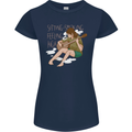 Sitting Smoking Weed Feeling High Drugs Womens Petite Cut T-Shirt Navy Blue