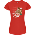 Sitting Smoking Weed Feeling High Drugs Womens Petite Cut T-Shirt Red