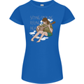 Sitting Smoking Weed Feeling High Drugs Womens Petite Cut T-Shirt Royal Blue