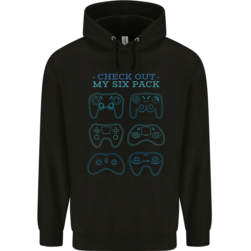 Six Pack Controller Funny Gaming Gamer Childrens Kids Hoodie Black