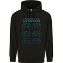 Six Pack Controller Funny Gaming Gamer Mens 80% Cotton Hoodie Black