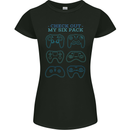 Six Pack Controller Funny Gaming Gamer Womens Petite Cut T-Shirt Black