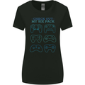 Six Pack Controller Funny Gaming Gamer Womens Wider Cut T-Shirt Black