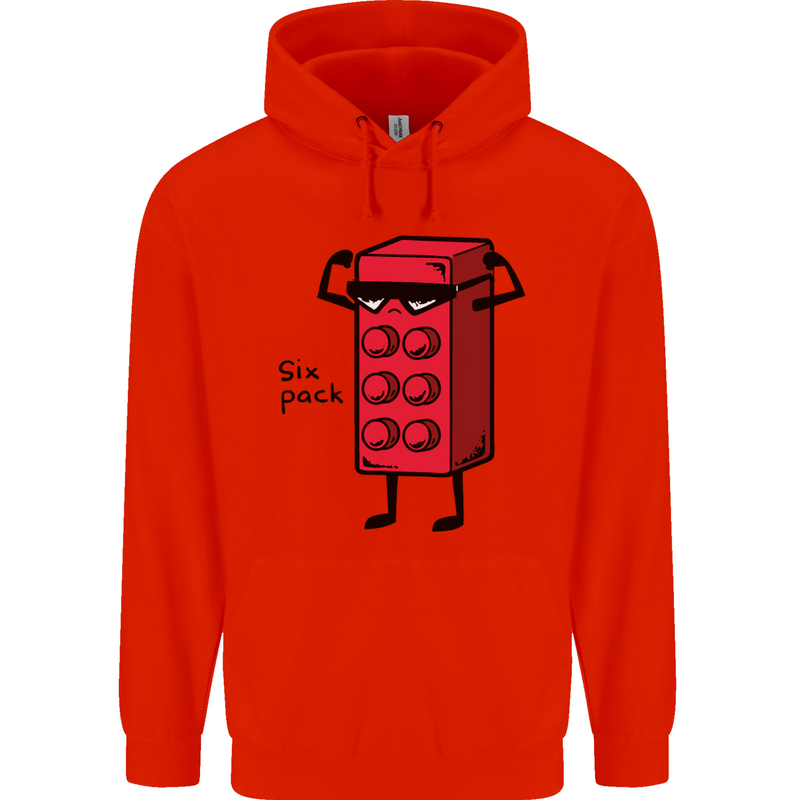 Six Pack Funny Gym Training Top Fat Obese Childrens Kids Hoodie Bright Red
