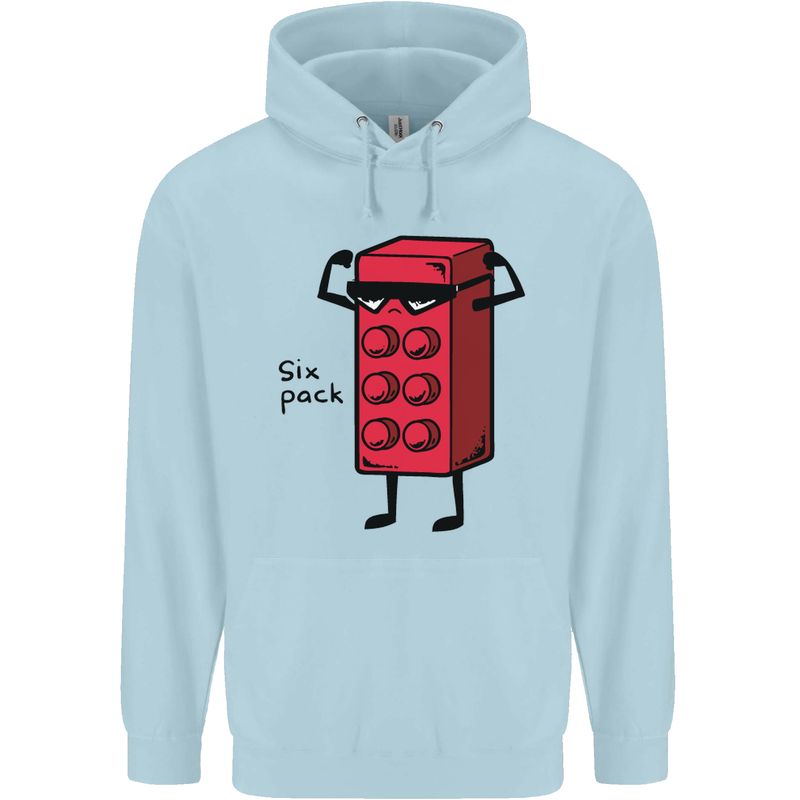 Six Pack Funny Gym Training Top Fat Obese Childrens Kids Hoodie Light Blue