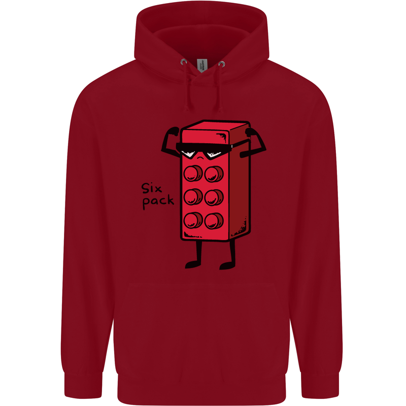 Six Pack Funny Gym Training Top Fat Obese Childrens Kids Hoodie Red