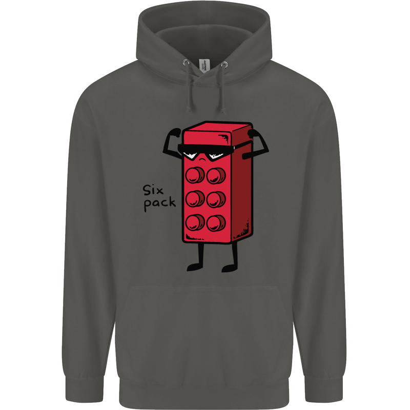 Six Pack Funny Gym Training Top Fat Obese Childrens Kids Hoodie Storm Grey