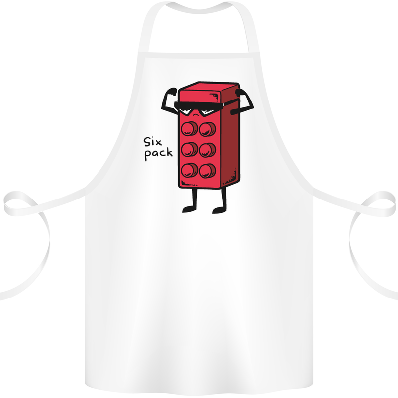 Six Pack Funny Gym Training Top Fat Obese Cotton Apron 100% Organic White