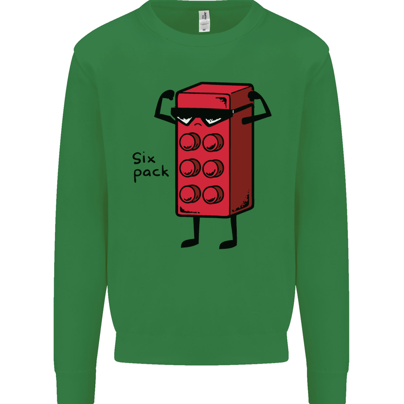 Six Pack Funny Gym Training Top Fat Obese Kids Sweatshirt Jumper Irish Green