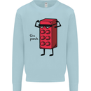 Six Pack Funny Gym Training Top Fat Obese Kids Sweatshirt Jumper Light Blue