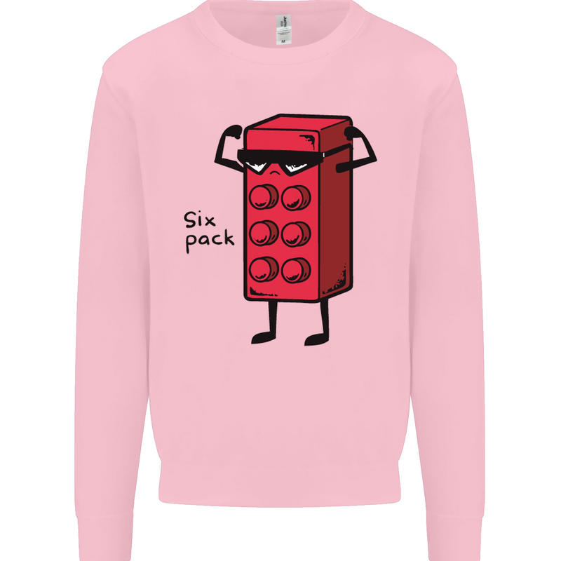 Six Pack Funny Gym Training Top Fat Obese Kids Sweatshirt Jumper Light Pink