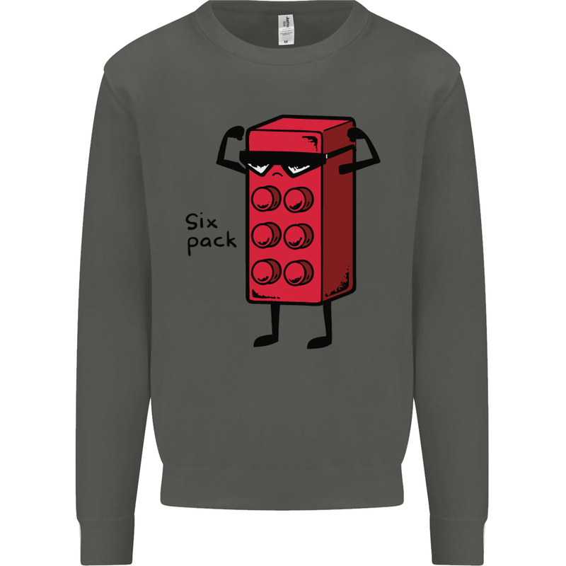 Six Pack Funny Gym Training Top Fat Obese Kids Sweatshirt Jumper Storm Grey
