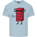 Six Pack Funny Gym Training Top Fat Obese Kids T-Shirt Childrens Light Blue