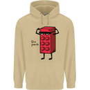 Six Pack Funny Gym Training Top Fat Obese Mens 80% Cotton Hoodie Sand