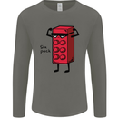 Six Pack Funny Gym Training Top Fat Obese Mens Long Sleeve T-Shirt Charcoal