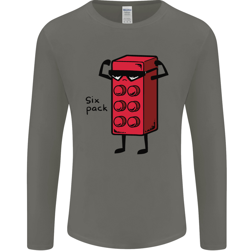 Six Pack Funny Gym Training Top Fat Obese Mens Long Sleeve T-Shirt Charcoal