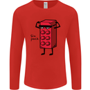 Six Pack Funny Gym Training Top Fat Obese Mens Long Sleeve T-Shirt Red