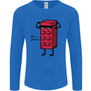 Six Pack Funny Gym Training Top Fat Obese Mens Long Sleeve T-Shirt Royal Blue