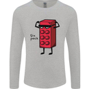 Six Pack Funny Gym Training Top Fat Obese Mens Long Sleeve T-Shirt Sports Grey