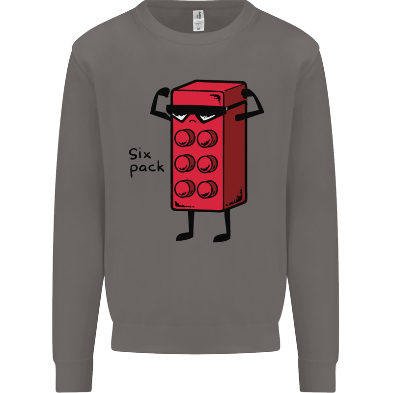 Six Pack Funny Gym Training Top Fat Obese Mens Sweatshirt Jumper Charcoal