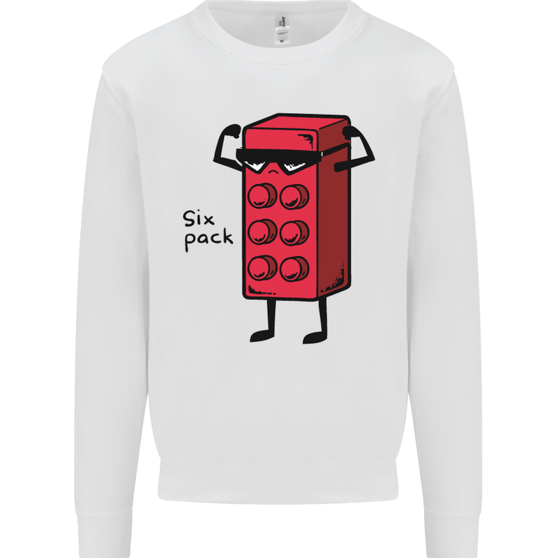 Six Pack Funny Gym Training Top Fat Obese Mens Sweatshirt Jumper White